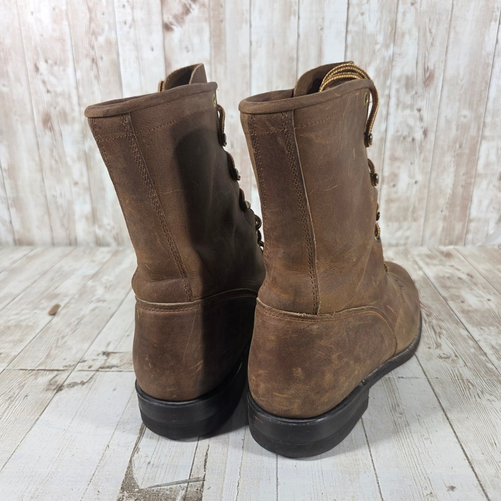 Justin L0575 Womens Brown Leather Lace Up Kiltie Western Boots Made in USA 8.5 B - Picture 3 of 8